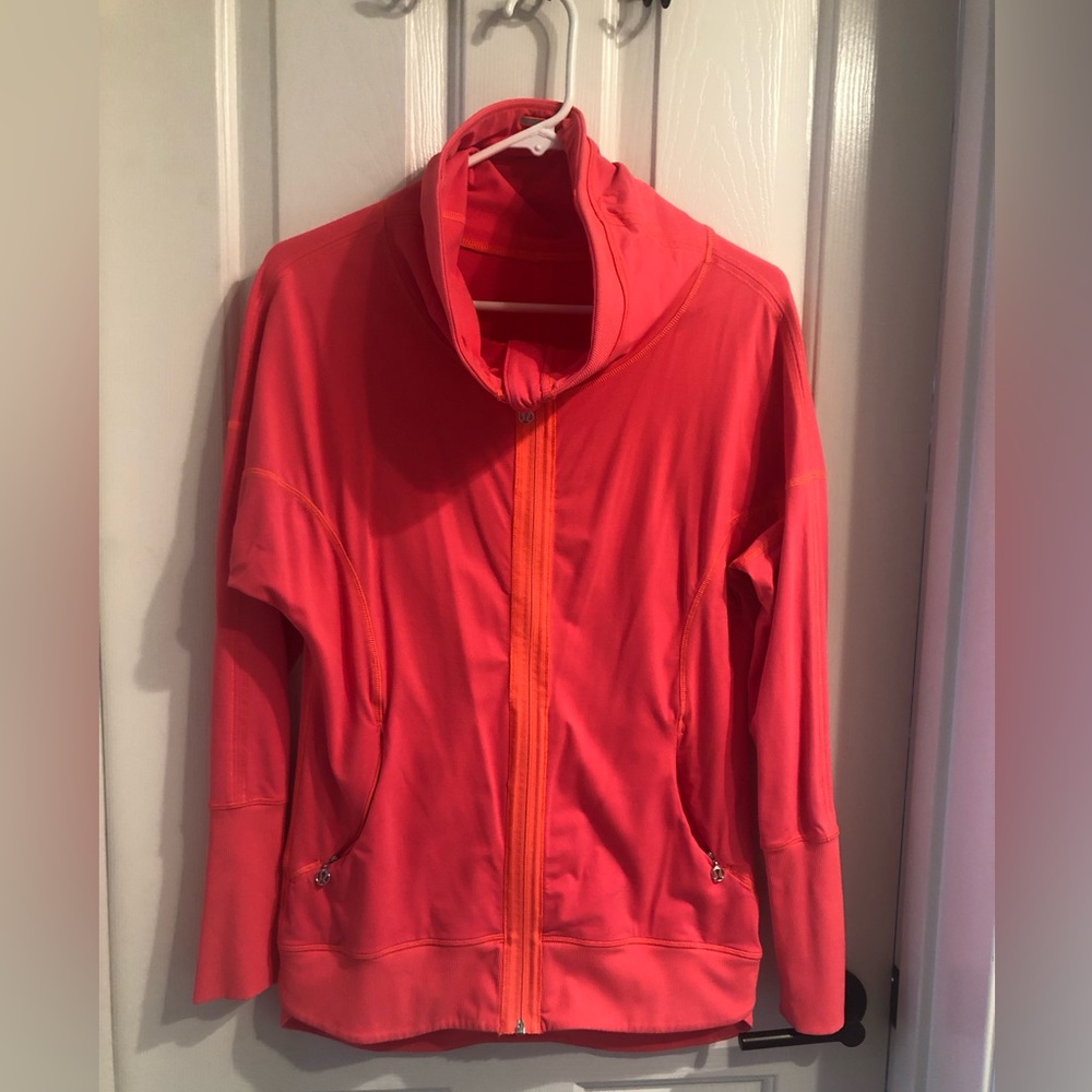 Lululemon jacket 6 cowl neck Excellent condition. Orange neon